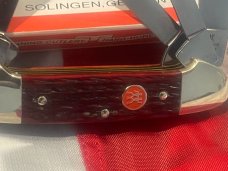 Vintage J A Henckels 5 Blade Canoe w/ Great Red Bone Handles -NM -NICE ONE!
