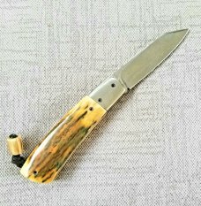 Vincenzo Balistreri Custom Mammoth and Damasteel Native, Blade,spring,bolsters and Shield 4" closed