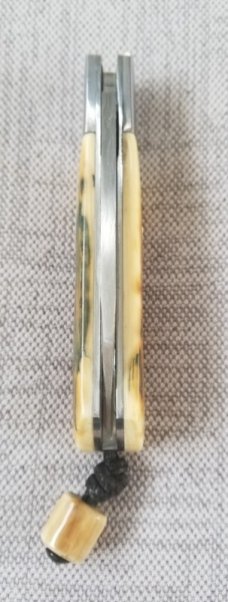 Vincenzo Balistreri Custom Mammoth and Damasteel Native, Blade,spring,bolsters and Shield 4" closed