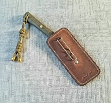 Great Eastern H20018 Hunter, OD GREEN & Brass,lanyard & pocket sheath w/cllip,, oal 6.75. .3" blade