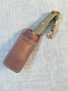 Great Eastern H20018 Hunter, OD GREEN & Brass,lanyard & pocket sheath w/cllip,, oal 6.75. .3" blade
