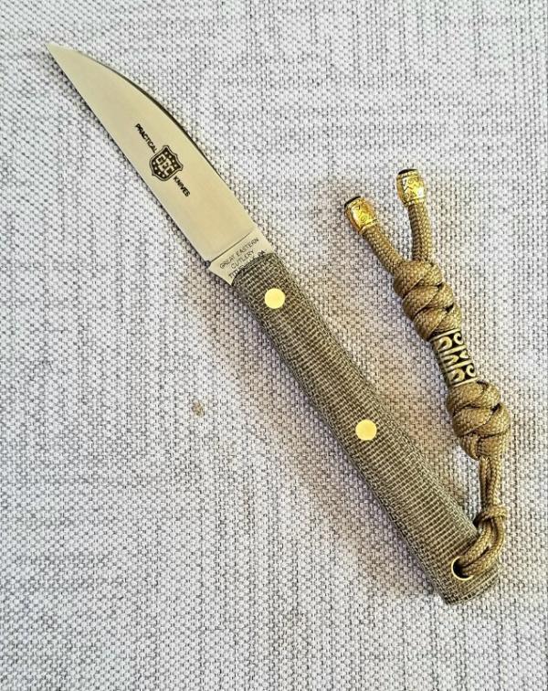 Great Eastern H20018 Hunter, OD GREEN & Brass,lanyard & pocket sheath w/cllip,, oal 6.75. .3" blade
