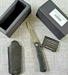 Sacha Thiel custom Birdy knife, M390 ,Titanium & G10, 4" closed, French maker of very hi en mod
