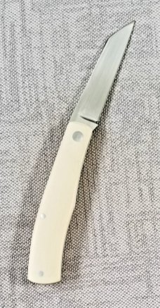 Bobby Toole Custom Shadow Native ,W/pouch and coa,3 7/8" clsd,Cpm-154,ivory Linen Micarta