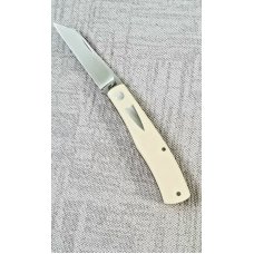 Bobby Toole Custom Shadow Native ,W/pouch and coa,3 7/8" clsd,Cpm-154,ivory Linen Micarta