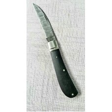 Pablo Castellani Custom Swayback slipjoint..Damascus and Ebony...4.25" ..integral fluted bolsters