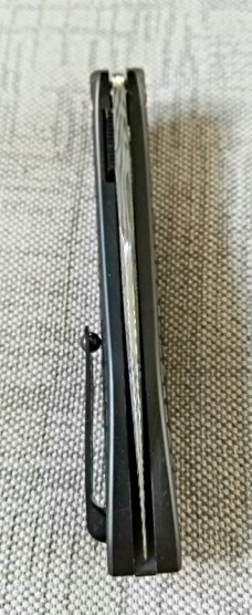 Jerry Moen Mongoose Wharncliffe Loki damasteel,carbon fiber over titaninium,copper accents,Flipper