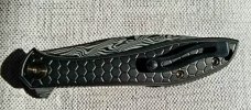 Jerry Moen Mongoose Wharncliffe Loki damasteel,carbon fiber over titaninium,copper accents,Flipper