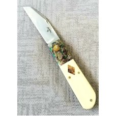 Vincenzo Balistreri Custom Red Arrow, 4" clsd, elephant ivory scales, Liracarta bolsters & shield