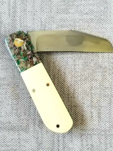 Vincenzo Balistreri Custom Red Arrow, 4" clsd, elephant ivory scales, Liracarta bolsters & shield