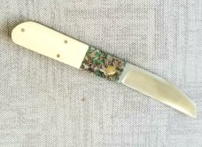 Vincenzo Balistreri Custom Red Arrow, 4" clsd, elephant ivory scales, Liracarta bolsters & shield
