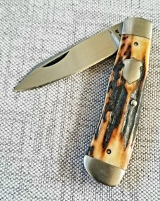 Dean Robertson Custom Sambar Stag Native Knife, 01 Tool, 3 5/8" clsd,New,box and coa#269