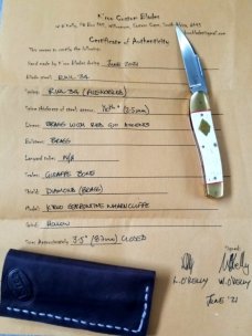 K'roo Custom Giraffe Bone Serpentine.3.5..slip..coa...rwl34..filework.red liners..spacers...brass