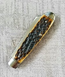 TA Davison Lambsfoot Jack Knife,NEW,3 5",Sambar Stag...jeweled liners,CTS-xhp..ringed bolsters & cap