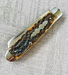 TA Davison Lambsfoot Jack Knife,NEW,3 5",Sambar Stag...jeweled liners,CTS-xhp..ringed bolsters & cap