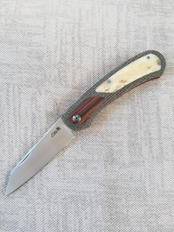 Johan Ellis Lion Custom,4", Rwl34,Giraffe Bone,Ironwood and Shadetree Oreo Micarta Frame,COMPLEX 
