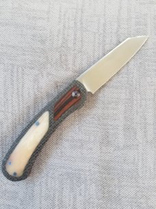 Johan Ellis Lion Custom,4", Rwl34,Giraffe Bone,Ironwood and Shadetree Oreo Micarta Frame,COMPLEX 