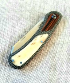Johan Ellis Lion Custom,4", Rwl34,Giraffe Bone,Ironwood and Shadetree Oreo Micarta Frame,COMPLEX 