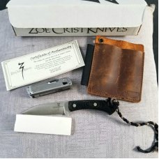 Zoe Crist Goshawk Black Linen Micarta Fixed Blade Knife,7.625" OAL,A2 .T4 Leatherman & Pocket Carry