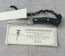 Zoe Crist Goshawk Black Linen Micarta Fixed Knife,7.625" OAL,A2 .T4 Leatherman & Pocket Carry Slip