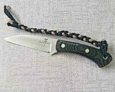Zoe Crist Goshawk Black Linen Micarta Fixed Knife,7.625" OAL,A2 .T4 Leatherman & Pocket Carry Slip