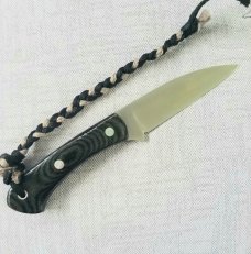 Zoe Crist Goshawk Black Linen Micarta Fixed Knife,7.625" OAL,A2 .T4 Leatherman & Pocket Carry Slip