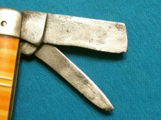 VINTAGE FANCY CANDY STRIPE HANDLE UTICA FOLDING POCKET SWELL END JACK KNIFE KNIVES OLD PARTS REPAIR