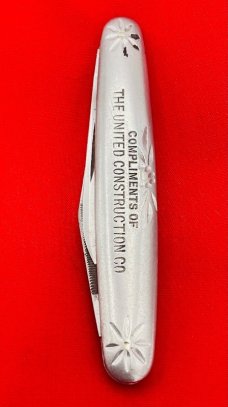 Vintage NEW YORK KNIFE CO 2-Blade Etched Aluminum Shadow Pen Folding Pocket Knife c.1882-1931