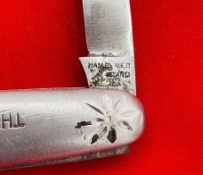 Vintage NEW YORK KNIFE CO 2-Blade Etched Aluminum Shadow Pen Folding Pocket Knife c.1882-1931