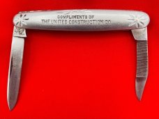 Vintage NEW YORK KNIFE CO 2-Blade Etched Aluminum Shadow Pen Folding Pocket Knife c.1882-1931