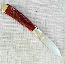 K'roo Custom Native Knife,coa/ slip, 4".Burgundy Giraffe bone..black accents..rwl34. Filework 