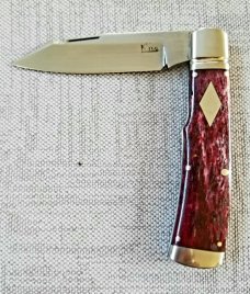 K'roo Custom Native Knife,coa/ slip, 4".Burgundy Giraffe bone..black accents..rwl34. Filework 