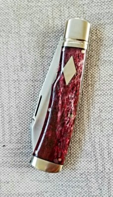 K'roo Custom Native Knife,coa/ slip, 4".Burgundy Giraffe bone..black accents..rwl34. Filework 