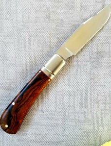 K'roo Custom Lanny clip,4" clsd Ironwood scales and stainless fluted bolsters ..filework..Rwl34 