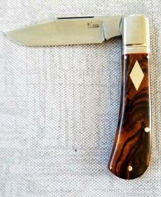 K'roo Custom Lanny clip,4" clsd Ironwood scales and stainless fluted bolsters ..filework..Rwl34 