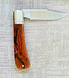 K'roo Custom Lanny clip,4" clsd Ironwood scales and stainless fluted bolsters ..filework..Rwl34 