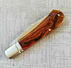 K'roo Custom Lanny clip,4" clsd Ironwood scales and stainless fluted bolsters ..filework..Rwl34 