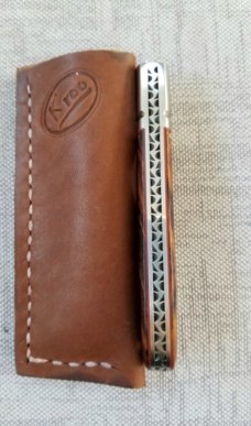 K'roo Custom Lanny clip,4" clsd Ironwood scales and stainless fluted bolsters ..filework..Rwl34 