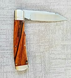 K'roo Custom Native Knife,coa/ slip, 4".Desert Ironwood w/ red accents..fulted..rwl34. Filework 