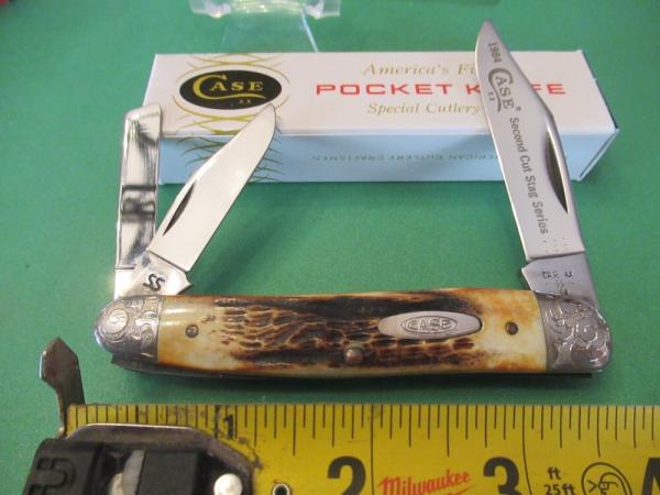 Case XX 1984 Second Cut Stag Whittler Scrolled Bolsters Pattern # 5380 SS