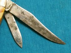 VINTAGE PRE 1950'S USA IMPERIAL PROV RI FANCY CANDY STRIPE FOLDING POCKET KNIFE KNIVES OLD ANTIQUE