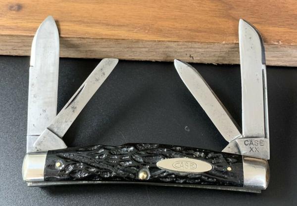  1940-64 CASE XX 6488 LP Rough Black 4 Blade Large Congress Pocket Knife Long Pull