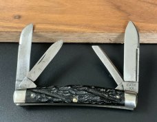  1940-64 CASE XX 6488 LP Rough Black 4 Blade Large Congress Pocket Knife Long Pull