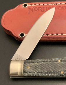  NORTHWOODS ESKY ZULU DENIM MICARTA POCKET KNIFE GEC RARE FIND