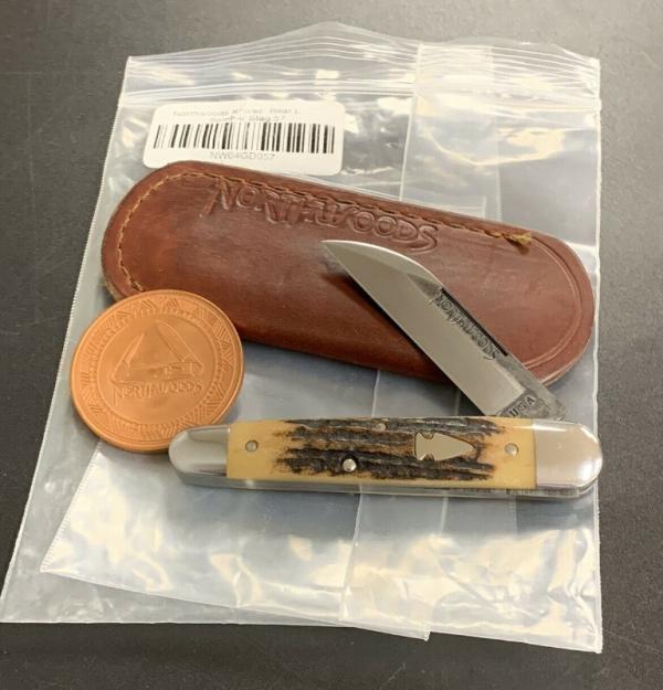 NORTHWOODS KNIVES SAMBAR STAG HANDLE BEAR LAKE POCKET KNIFE RARE GEC