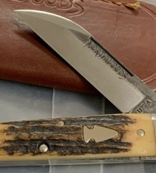 NORTHWOODS KNIVES SAMBAR STAG HANDLE BEAR LAKE POCKET KNIFE RARE GEC