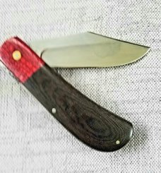 Vincenzo Balistreri Custom Lanny, 4".N690.. Red Burlap and Dark OD linen micartamicarta,brass shield