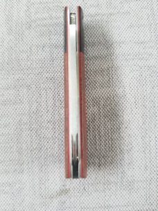 Willem Steenkamp Modern Spear Barlow..4" ..Rwl34..Cocobolo and Micarta,red accents. pouch.