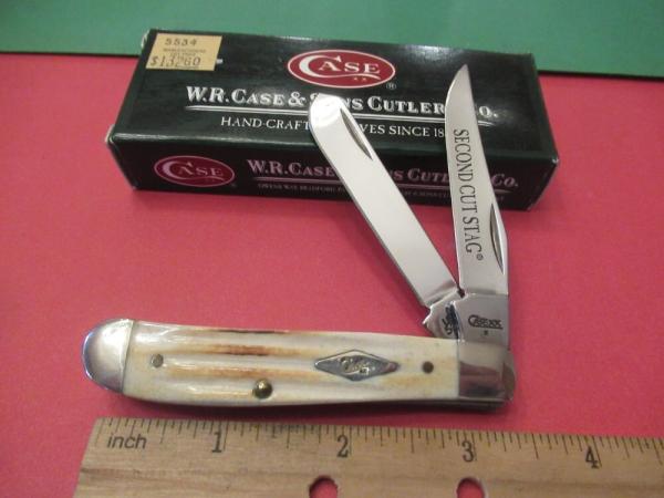 Case XX 2009 Second Cut Stag Diamond Shield Mini Trapper Pattern # 5207 SS Case XX 2009 Second Cut Stag Diamond Shield Mini Trapper Pattern # 5207 SS