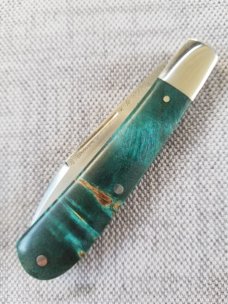 Kroo Dyed Maple Burl Mini Zulu..N690..3.5" closed..steel bolsters and liners..coa and sliplsters